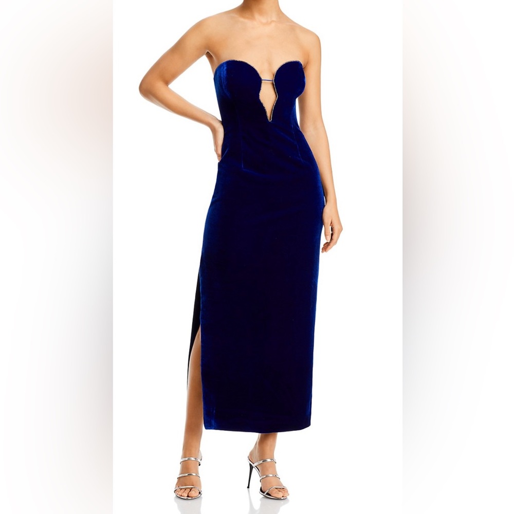 Bardot Lilah Velour Midi Dress Size S/4 Blue